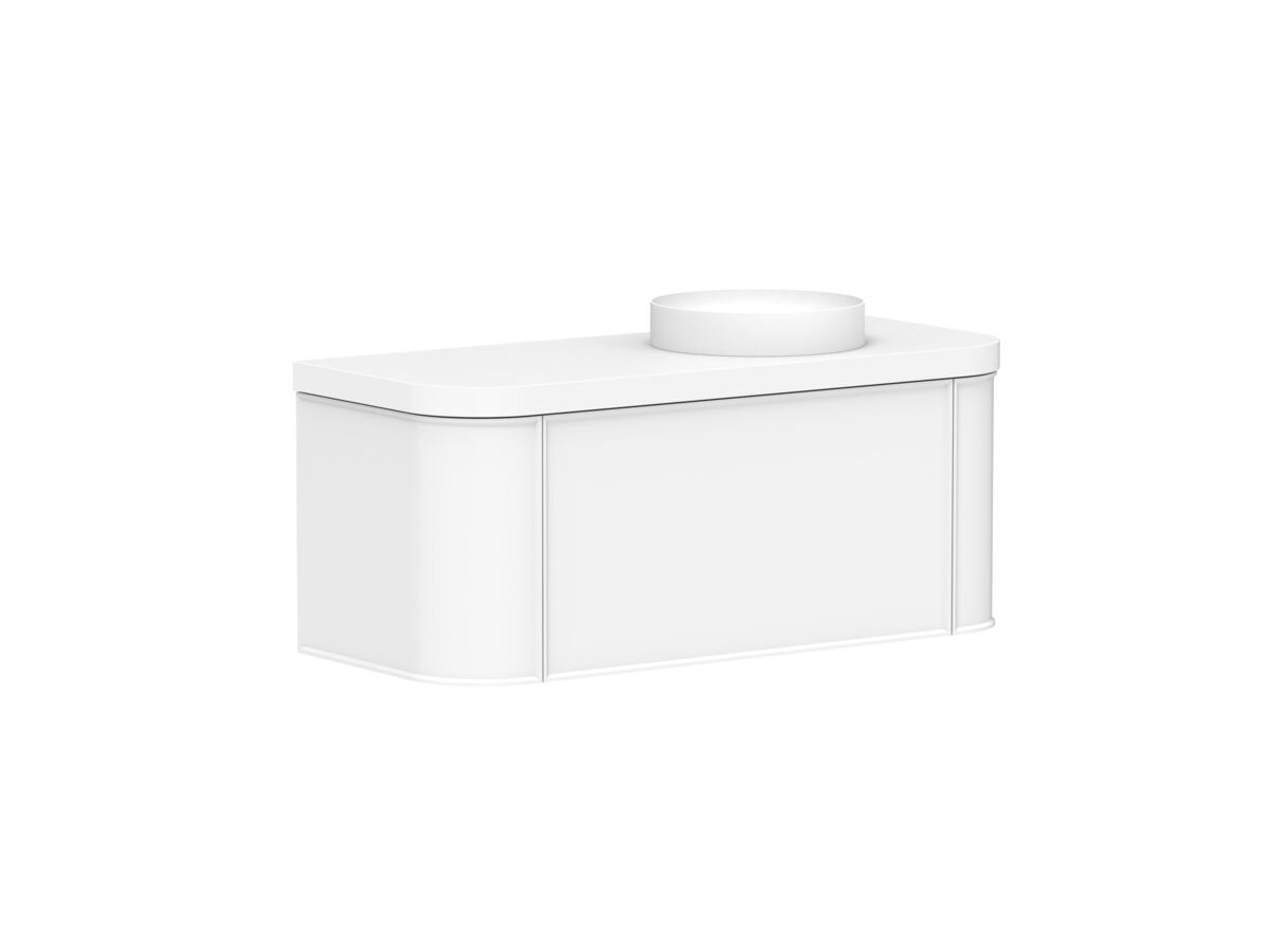 Reece Kado Era Double Curve All Drawer 1200mm Wall Hung Vanity Right Hand Basin 50mm Durasein Top