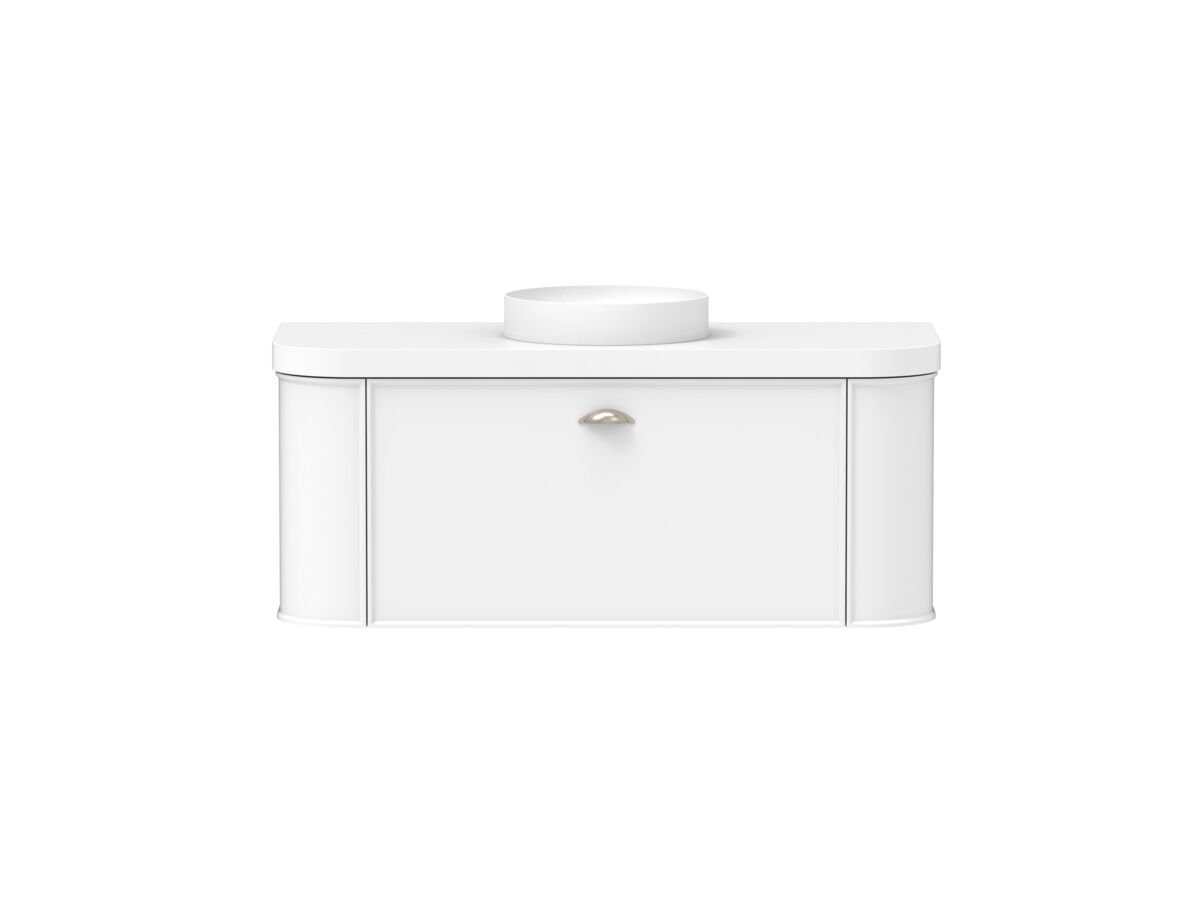 reece Kado Era Double Curve All Drawer 1200mm Wall Hung Vanity Centre Basin 50mm Durasein Top