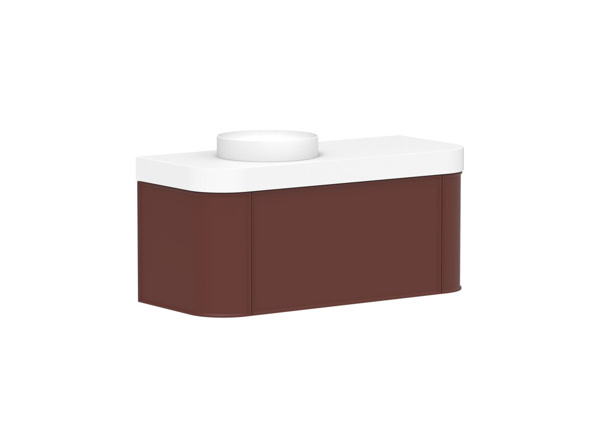 Reece Kado Era Double Curve All Drawer 1200mm Wall Hung Vanity Left Hand Basin 90mm Durasein Top