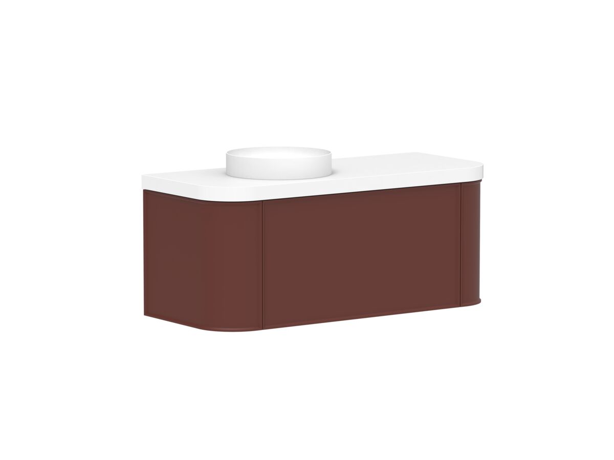 Reece Kado Era Double Curve All Drawer 1200mm Wall Hung Vanity Left Hand Basin 50mm Durasein Top