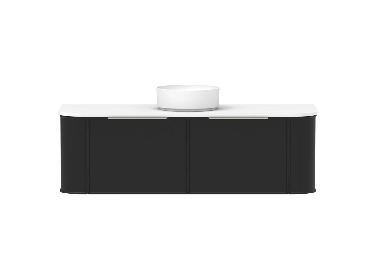 Reece Kado Era Double Curve All Drawer 1500mm Wall Hung Vanity With Centre Basin 20mm Cherry Pie Top