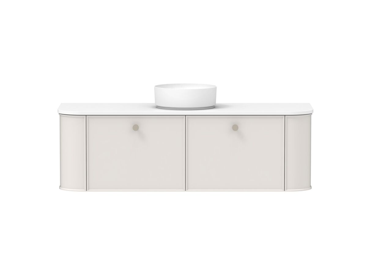Reece Kado Era Double Curve All Drawer 1500mm Wall Hung Vanity With Centre Basin 20mm Caesarstone Mineral Top