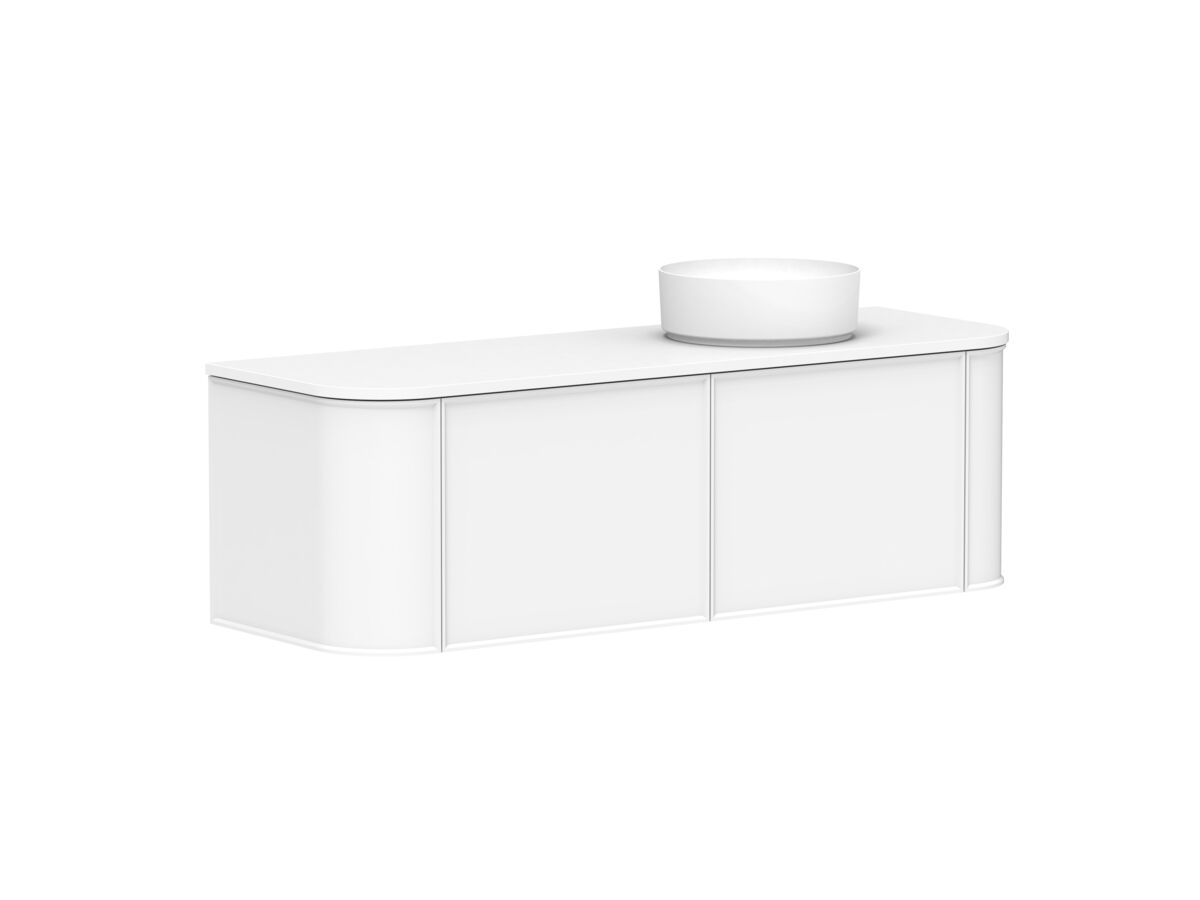Reece Kado Era Double Curve All Drawer 1500mm Wall Hung Vanity With Right Hand Basin 20mm Caesarstone Mineral Top