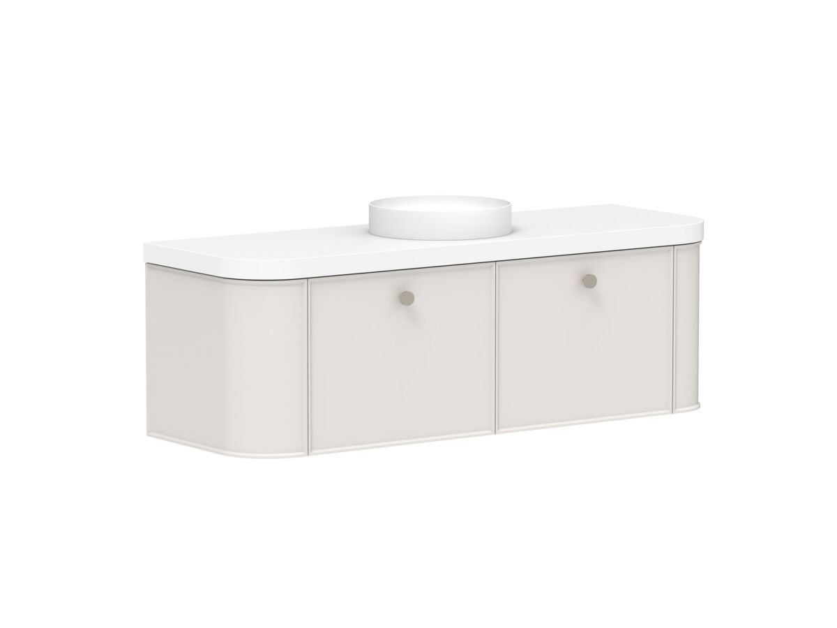 Reece Kado Era Double Curve All Drawer 1500mm Wall Hung Vanity Centre Basin 50mm Durasein Top