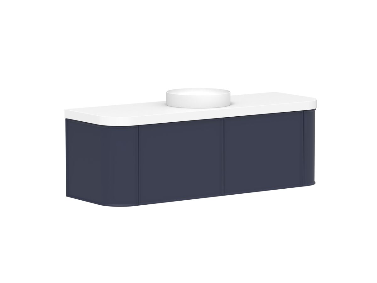 Reece Kado Era Double Curve All Drawer 1500mm Wall Hung Vanity Centre Basin 50mm Durasein Top
