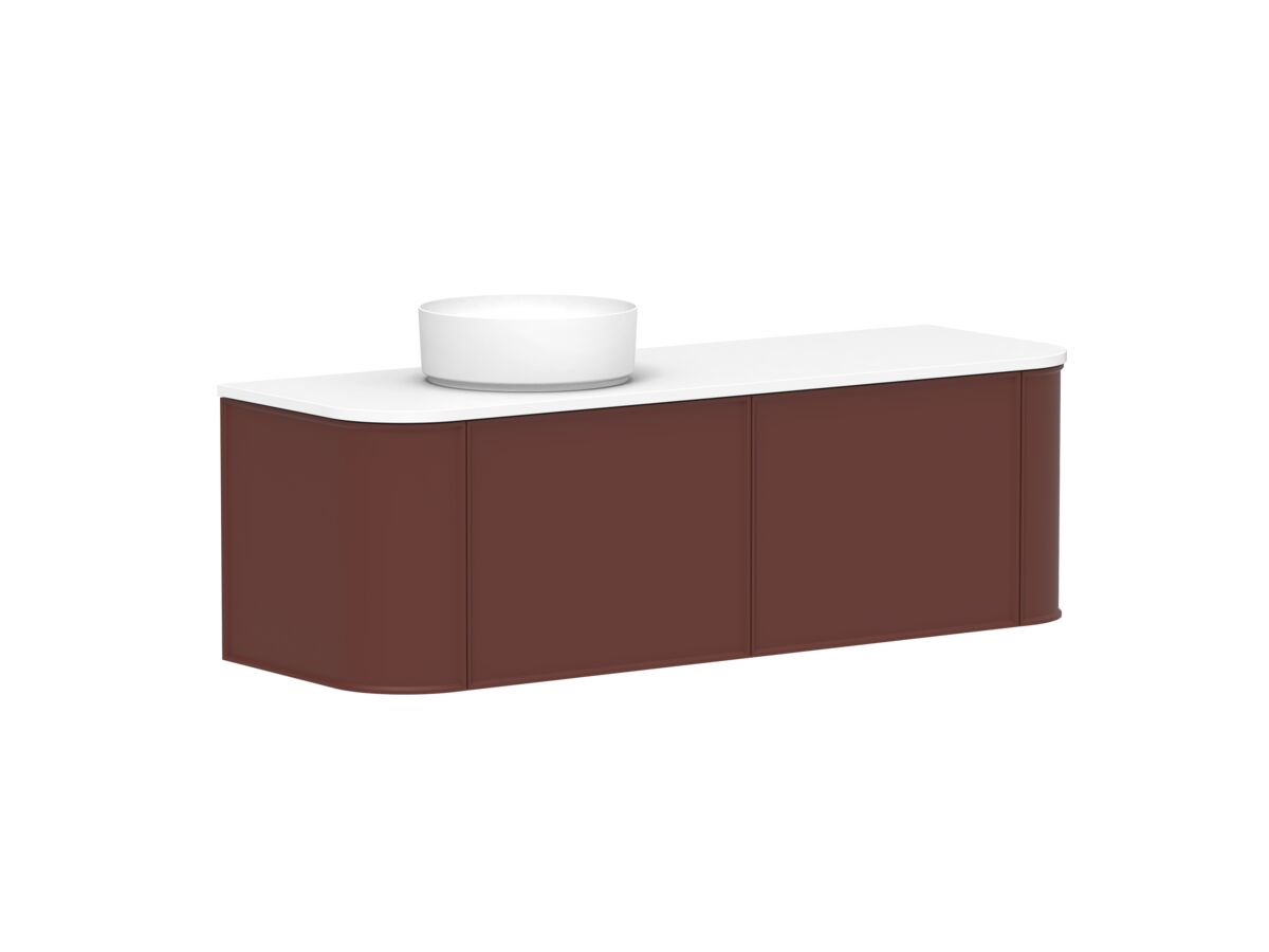 Reece Kado Era Double Curve All Drawer 1500mm Wall Hung Vanity With Left Hand Basin 20mm Cherry Pie Top