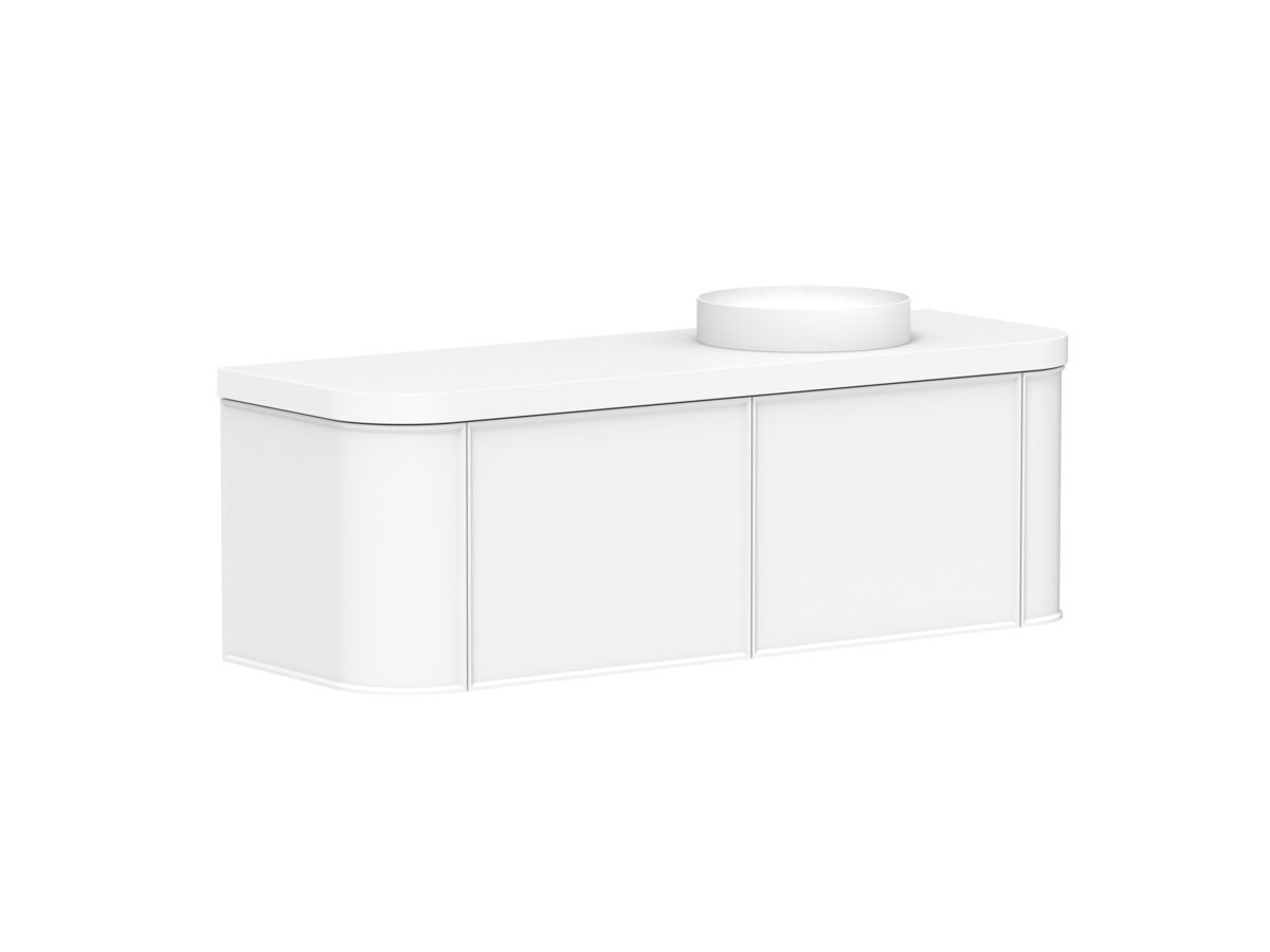 Reece Kado Era Double Curve All Drawer 1500mm Wall Hung Vanity Right Hand Basin 50mm Durasein Top