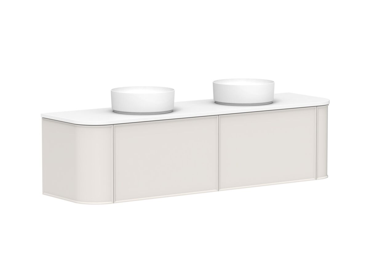 Reece Kado Era Double Curve All Drawer 1800mm Wall Hung Vanity With Double Basin 20mm Cherry Pie Top