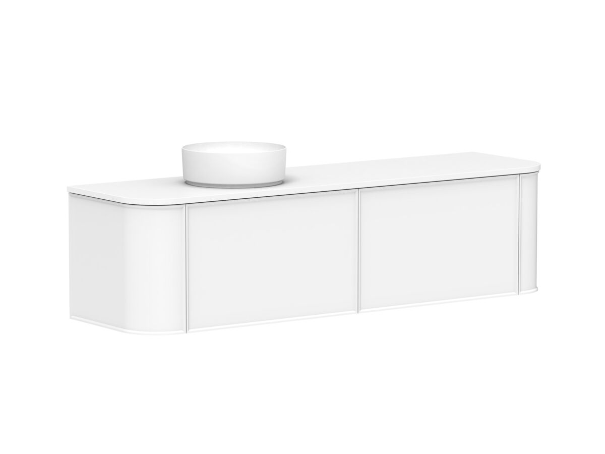 Reece Kado Era Double Curve All Drawer 1800mm Wall Hung Vanity With Left Hand Basin 20mm Caesarstone Mineral Top