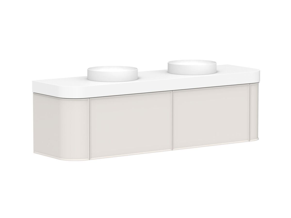 Reece Kado Era Double Curve All Drawer 1800mm Wall Hung Vanity Double Basin 90mm Durasein Top