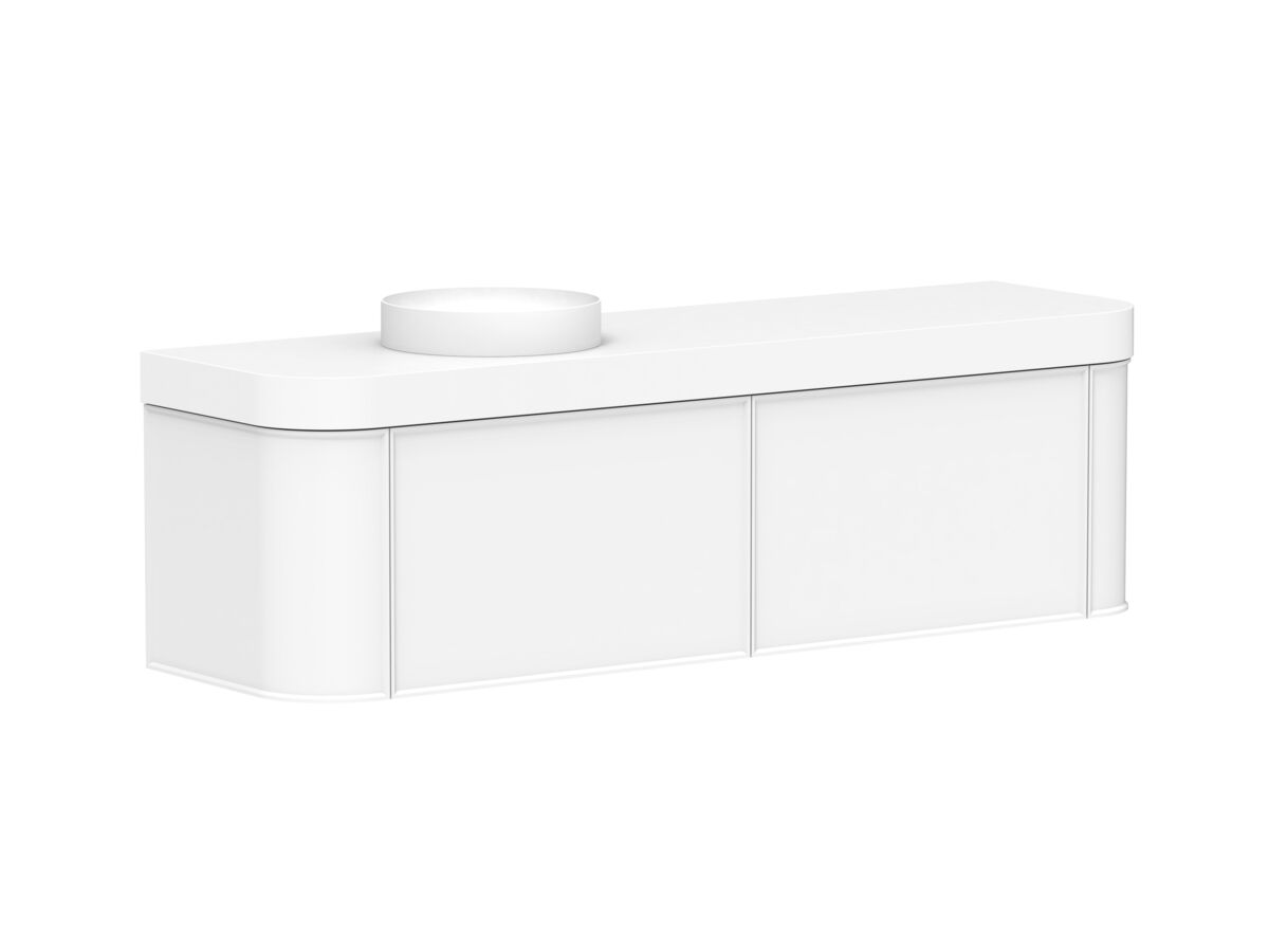 Reece Kado Era Double Curve All Drawer 1800mm Wall Hung Vanity Left Hand Basin 90mm Durasein Top