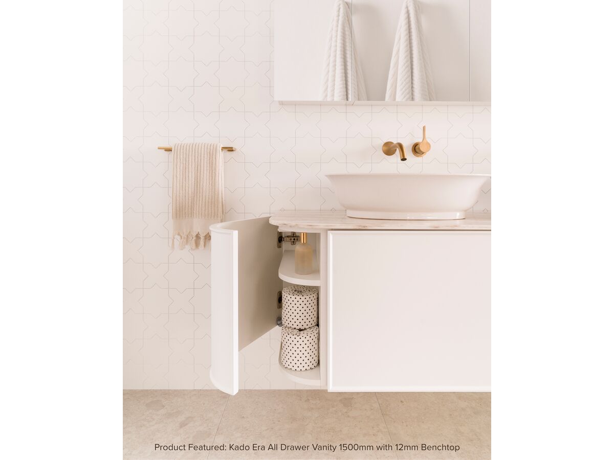 Reece Kado Era Double Curve All Drawer 1800mm Wall Hung Vanity Double Basin 50mm Durasein Top