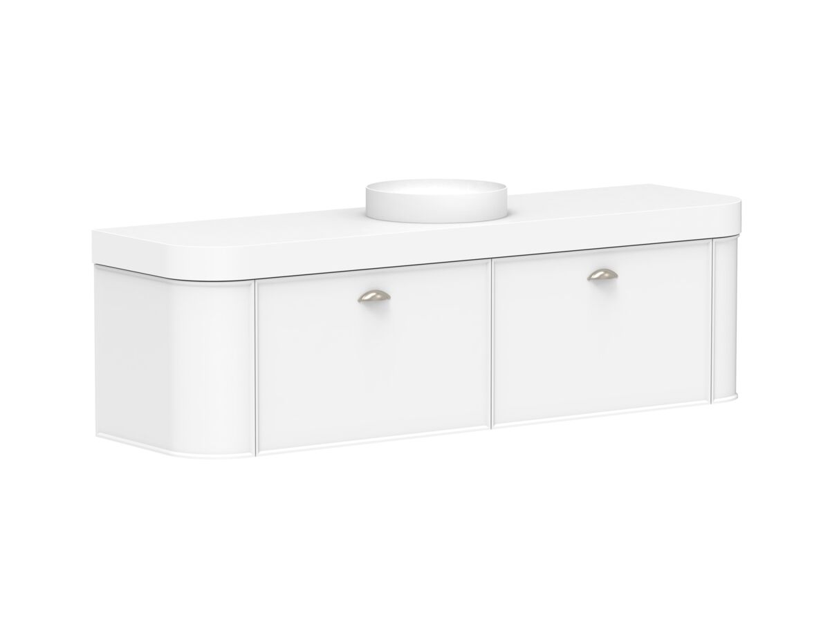 Reece Kado Era Double Curve All Drawer 1800mm Wall Hung Vanity Centre Basin 90mm Durasein Top