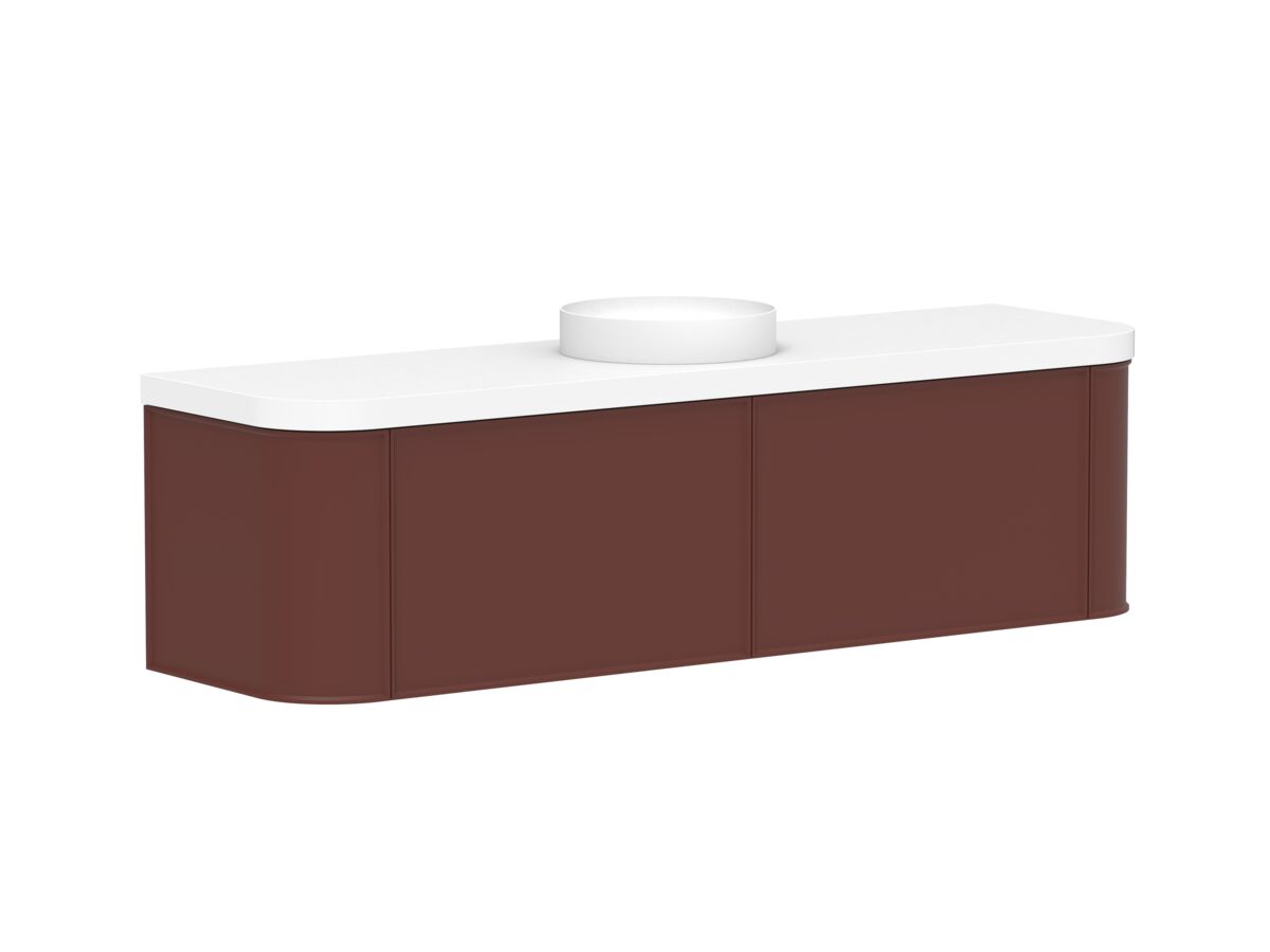 Reece Kado Era Double Curve All Drawer 1800mm Wall Hung Vanity Centre Basin 50mm Durasein Top
