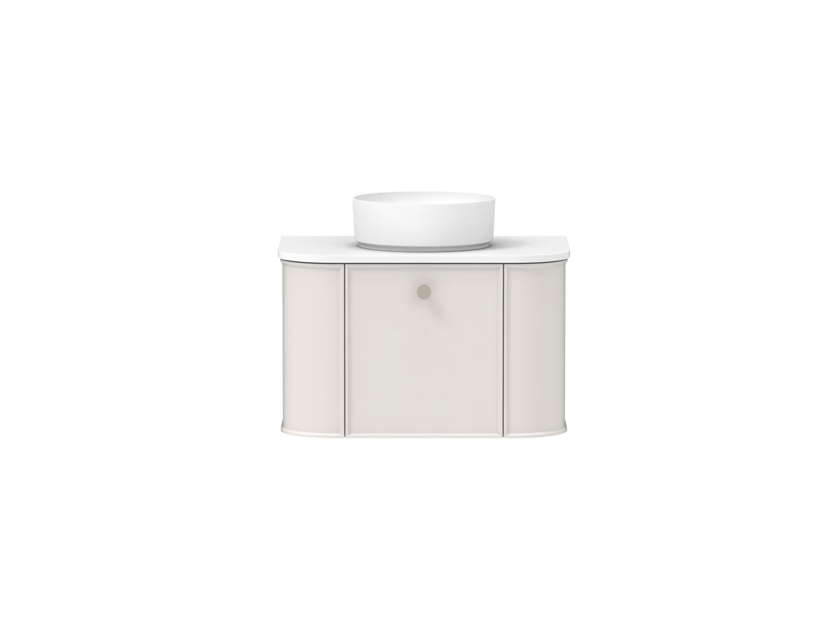 Reece Kado Era Double Curve All Drawer 750mm Wall Hung Vanity With Centre Basin 20mm Caesarstone Mineral Top