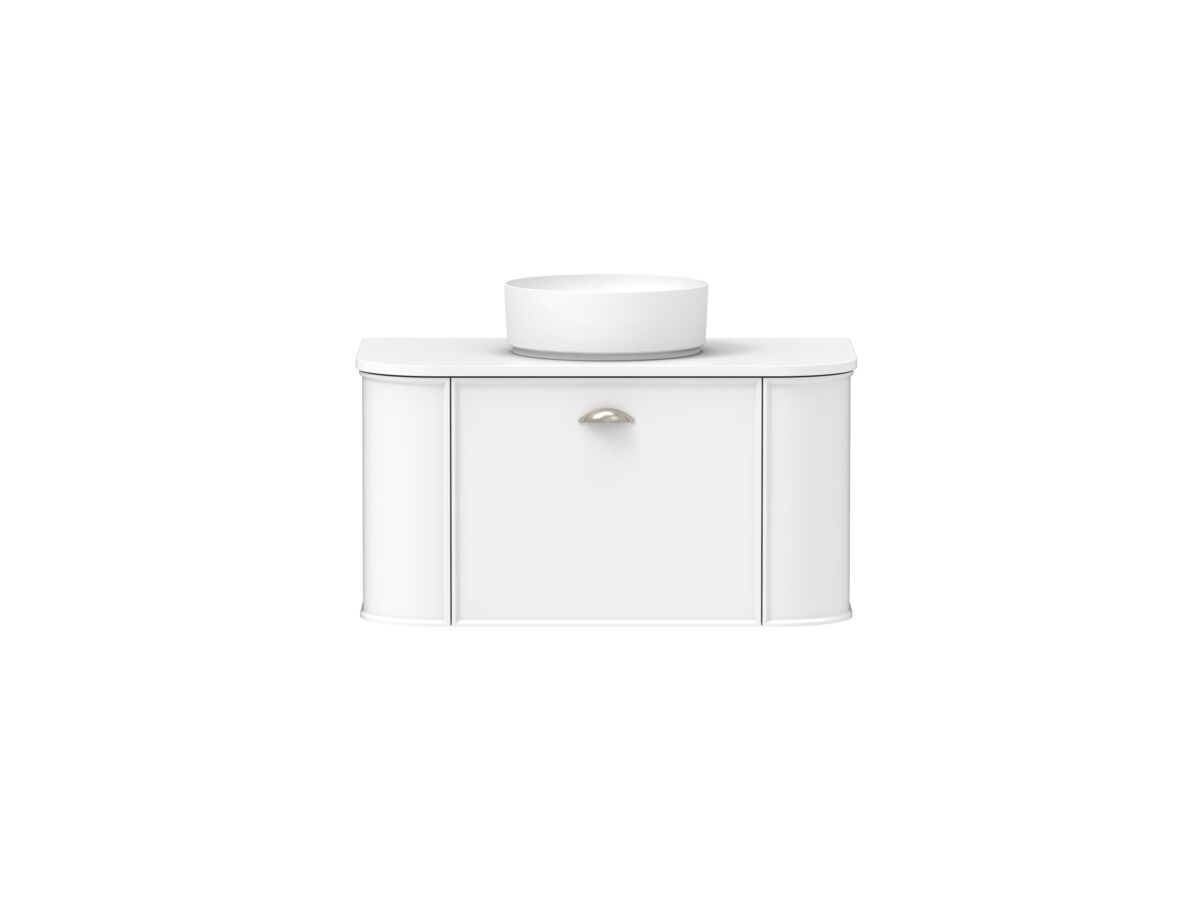Reece Kado Era Double Curve All Drawer 900mm Wall Hung Vanity With Centre Basin 20mm Caesarstone Mineral Top