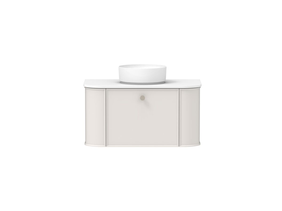 Reece Kado Era Double Curve All Drawer 900mm Wall Hung Vanity With Centre Basin 20mm Cherry Pie Top