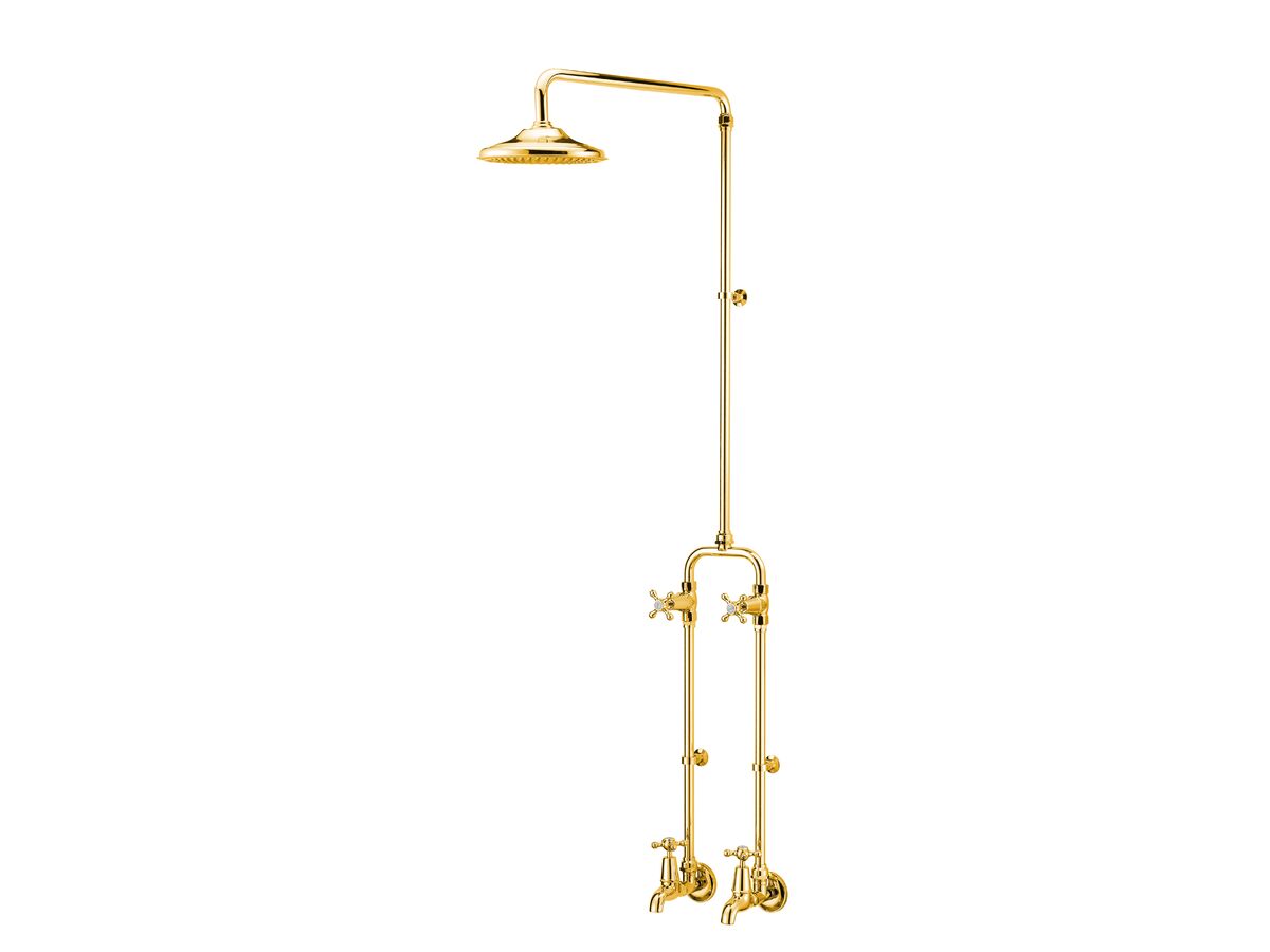 reece Kado Era Exposed Shower & Bath Set Cross Handles Brass Gold (3 Star)