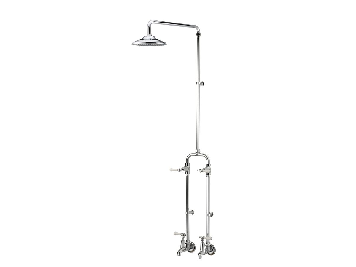reece Kado Era Exposed Shower & Bath Set Lever Handle Porcelain Handle Chrome (3 Star)