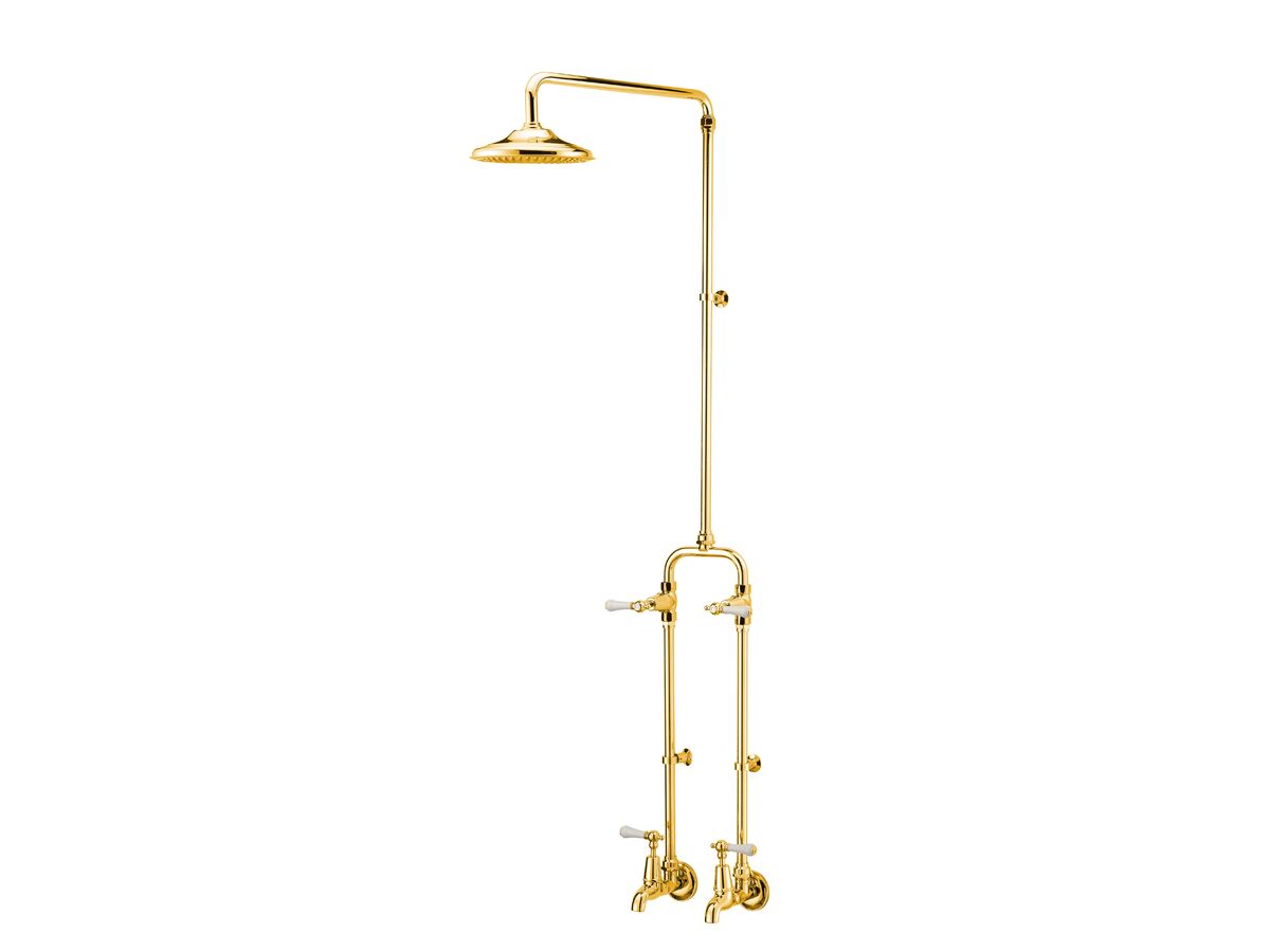 reece Kado Era Exposed Shower & Bath Set Lever Handle Porcelain Handle Brass Gold (3 Star)