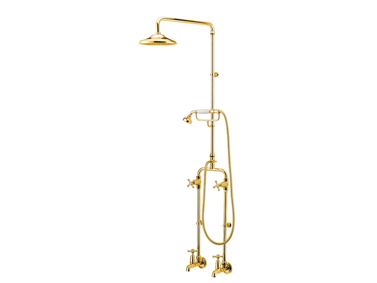 reece Kado Era Exposed Twin Telephone Shower & Bath Set Cross Handles Brass Gold (3 Star)