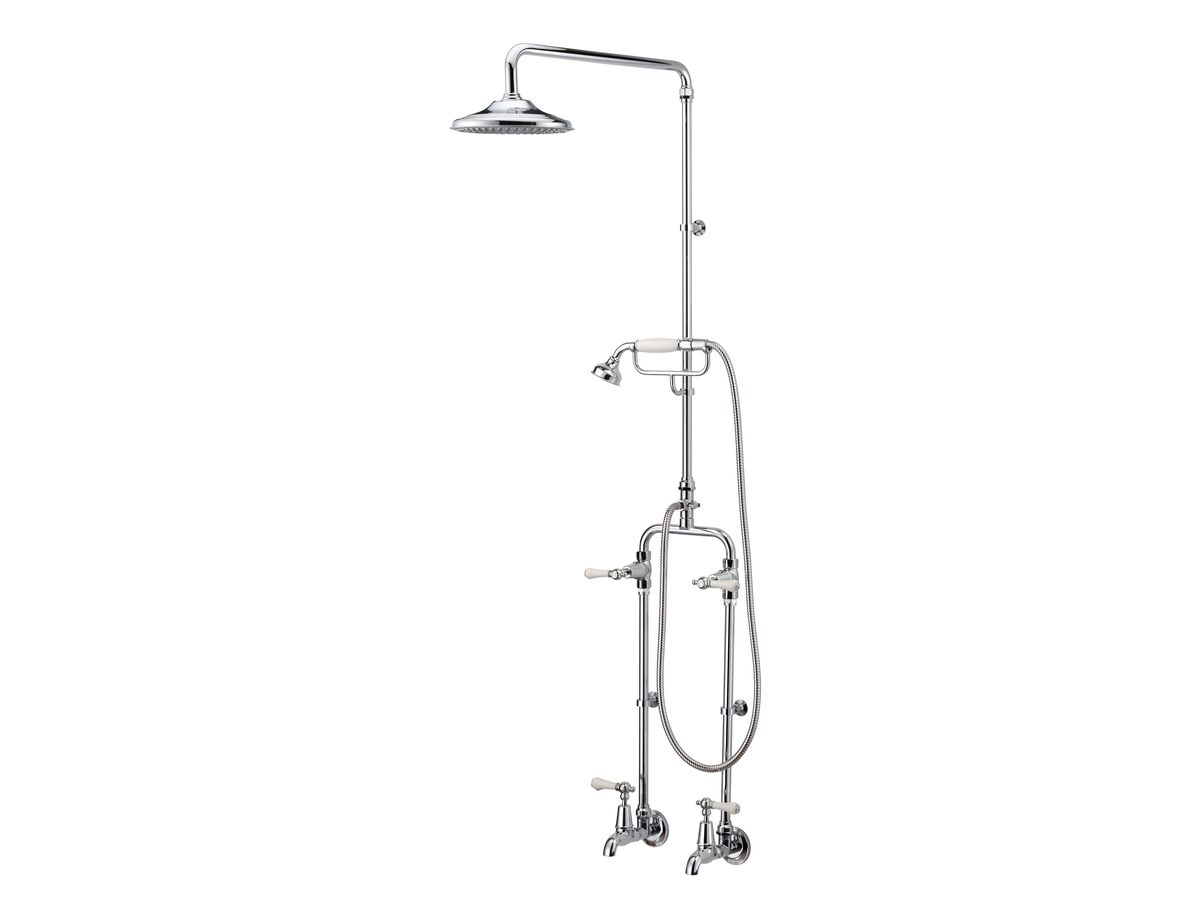 reece Kado Era Exposed Twin Telephone Shower & Bath Set Lever Handle Porcelain Handles Chrome (3 Star)