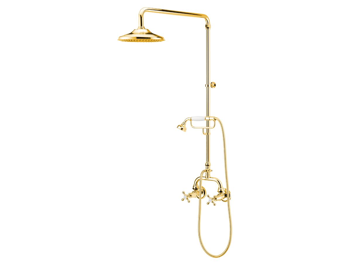 reece Kado Era Exposed Twin Telephone Shower Set Cross Handles Brass Gold (3 Star)