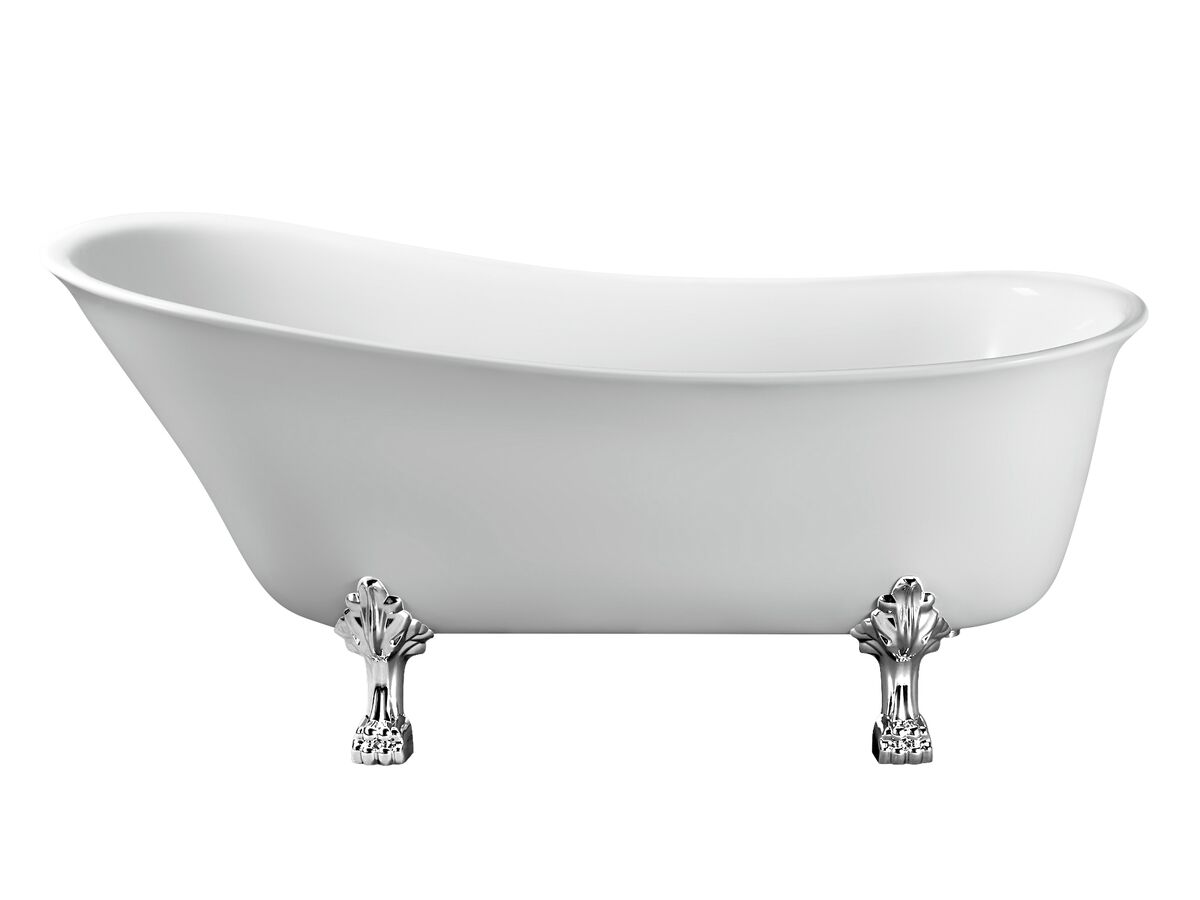 Reece Kado Era Freestanding Bath 1700mm White With Chrome Claw Feet