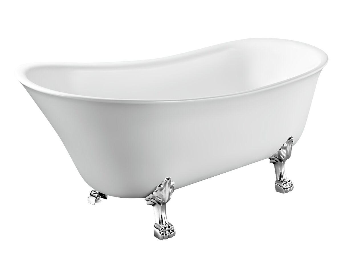 reece Kado Era Freestanding Bath 1700mm White with Chrome Claw Feet