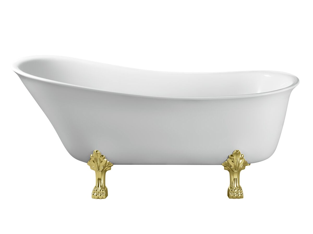 Reece Kado Era Freestanding Bath 1700mm White With Gold Claw Feet