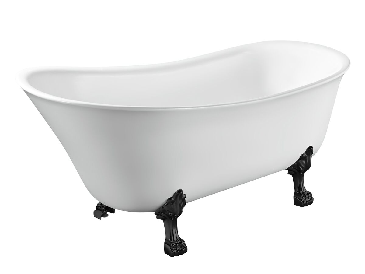 reece Kado Era Freestanding Bath 1700mm White with Matte Black Claw Feet