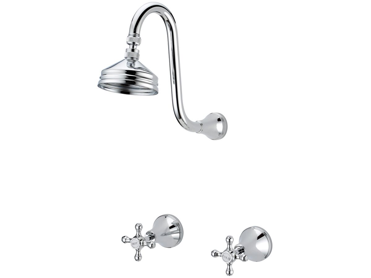 reece Kado Era Gooseneck Shower Set Cross Handles Chrome (3 Star)