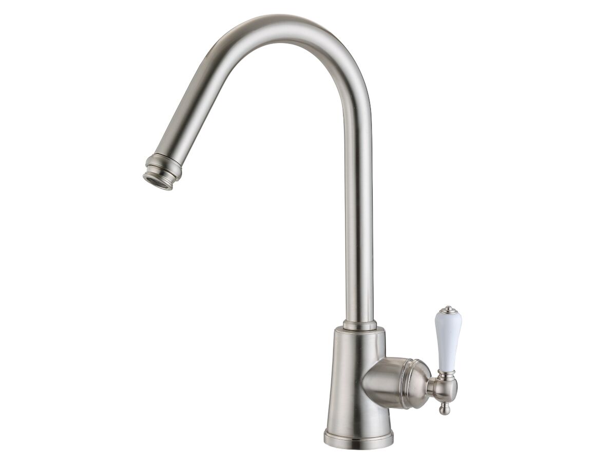 reece Kado Era Pull Out Sink Mixer Large Porcelain Handle Brushed Nickel (5 Star)