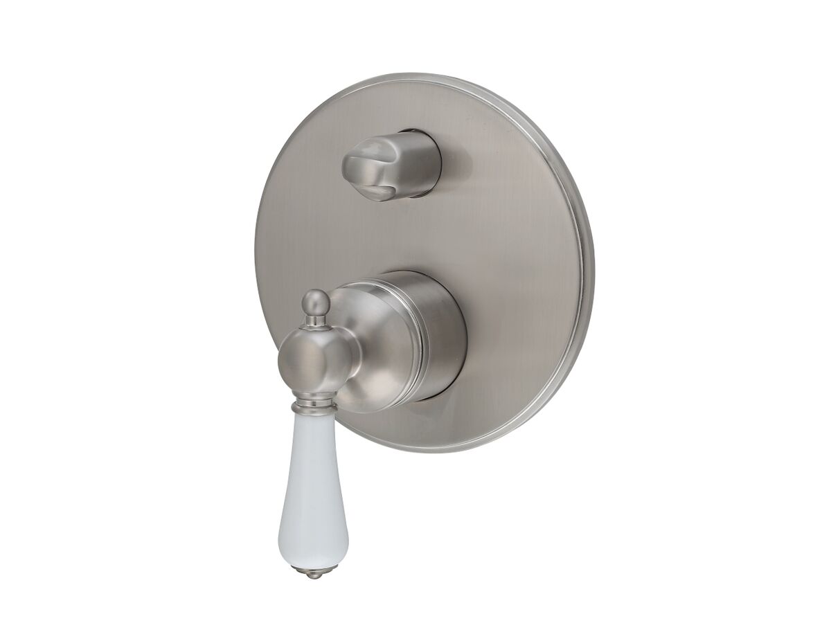reece Kado Era Shower Mixer with Diverter Porcelain Handle Brushed Nickel