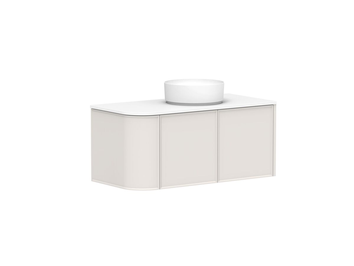 Reece Kado Era Single Curve All Door 1050mm Wall Hung Vanity With Centre Basin 20mm Caesarstone Mineral Top