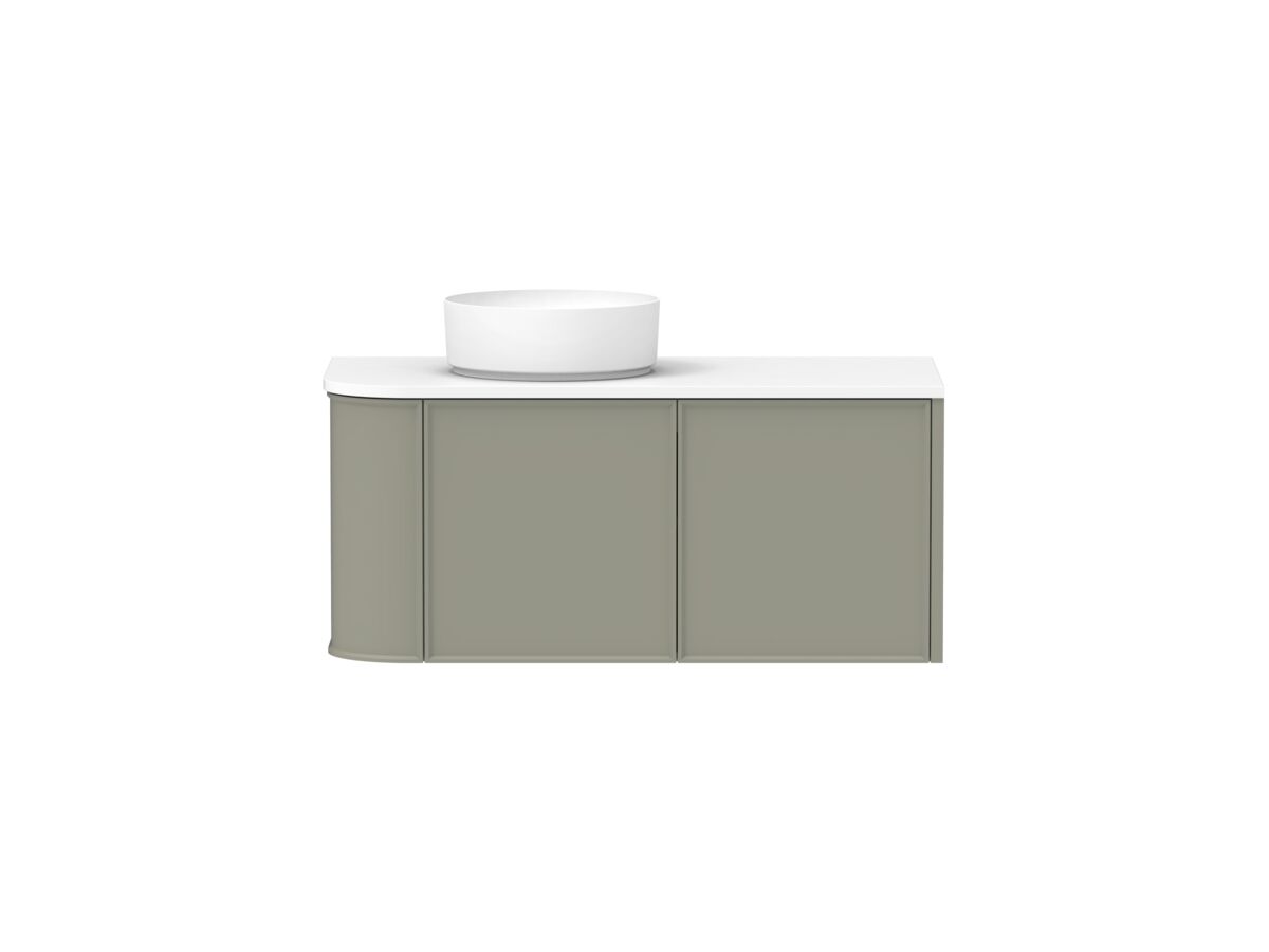 reece Kado Era Single Curve All Door 1050mm Wall Hung Vanity with Left Hand Basin 20mm Caesarstone Mineral Top