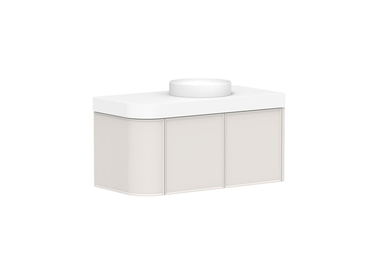 Reece Kado Era Single Curve All Door 1050mm Wall Hung Vanity Centre Basin 90mm Durasein Top