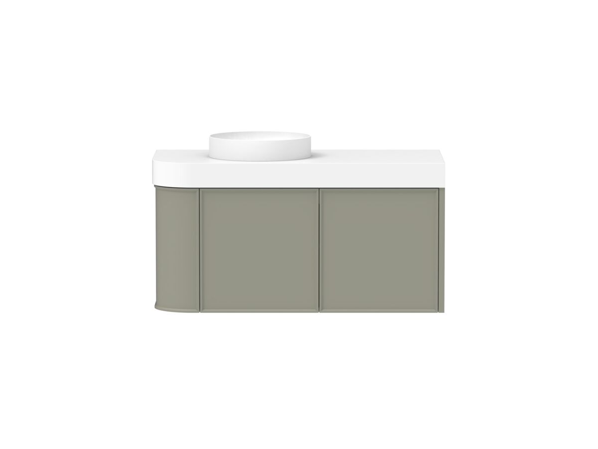 reece Kado Era Single Curve All Door 1050mm Wall Hung Vanity Left Hand Basin 90mm Durasein Top