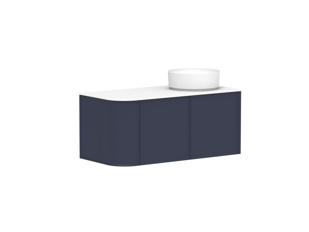 Reece Kado Era Single Curve All Door 1050mm Wall Hung Vanity With Right Hand Basin 12mm Durasein Top