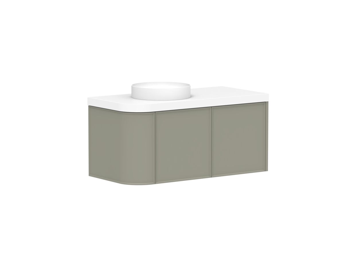 Reece Kado Era Single Curve All Door 1050mm Wall Hung Vanity Left Hand Basin 50mm Durasein Top