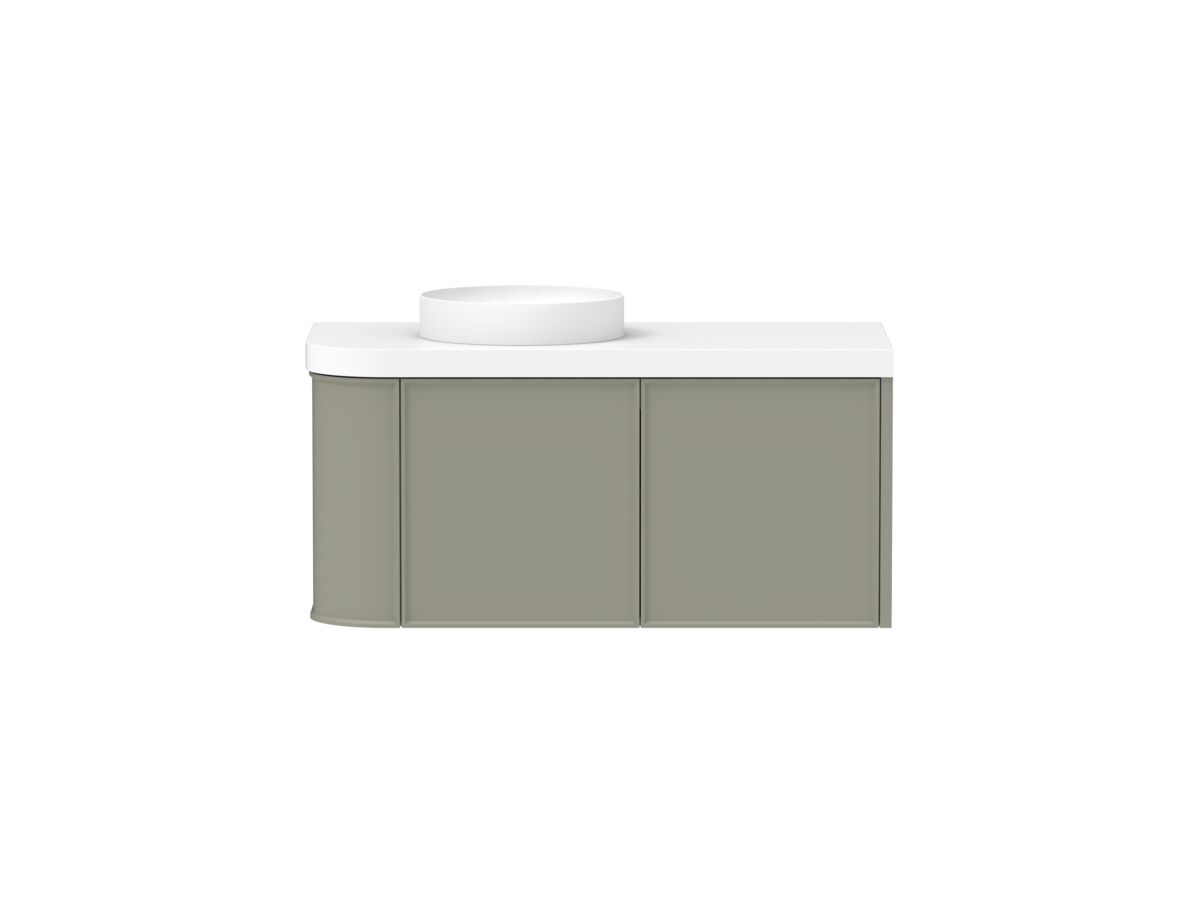 reece Kado Era Single Curve All Door 1050mm Wall Hung Vanity Left Hand Basin 50mm Durasein Top