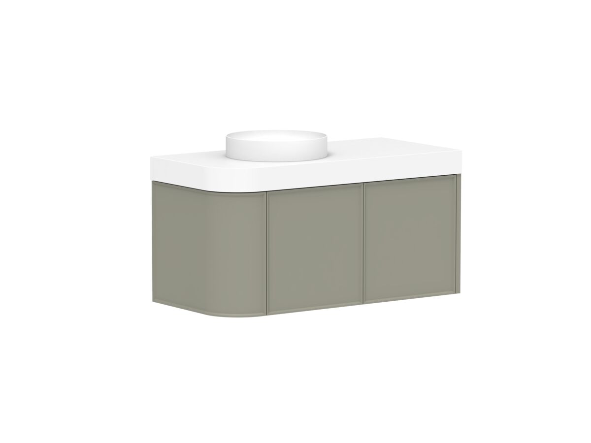 Reece Kado Era Single Curve All Door 1050mm Wall Hung Vanity Left Hand Basin 90mm Durasein Top