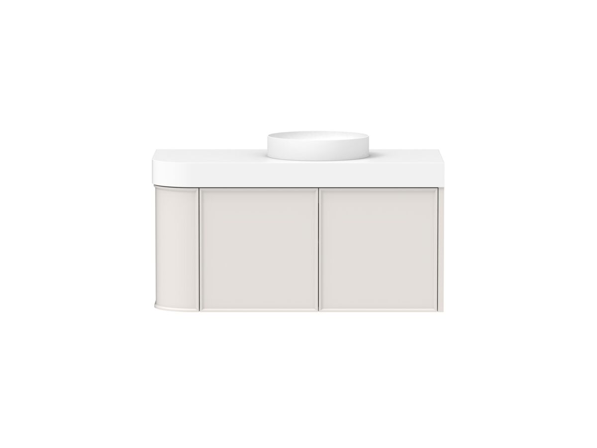 reece Kado Era Single Curve All Door 1050mm Wall Hung Vanity Centre Basin 90mm Durasein Top