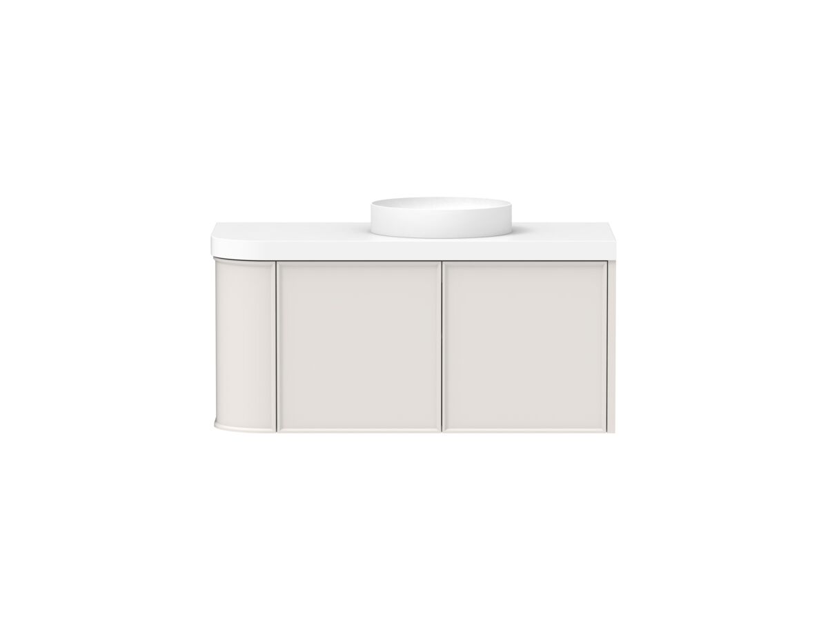 reece Kado Era Single Curve All Door 1050mm Wall Hung Vanity Centre Basin 50mm Durasein Top