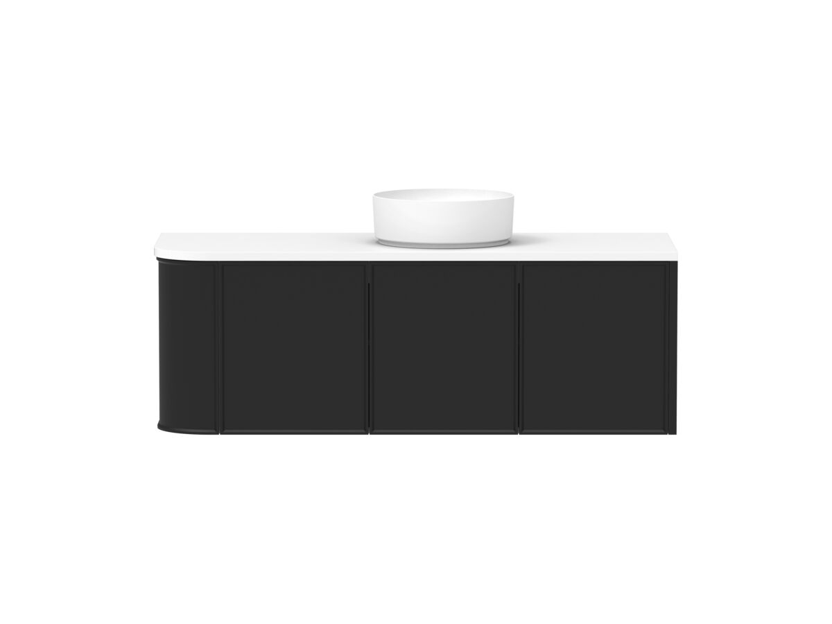 reece Kado Era Single Curve All Door 1350mm Wall Hung Vanity with Centre Basin 20mm Cherry Pie Top