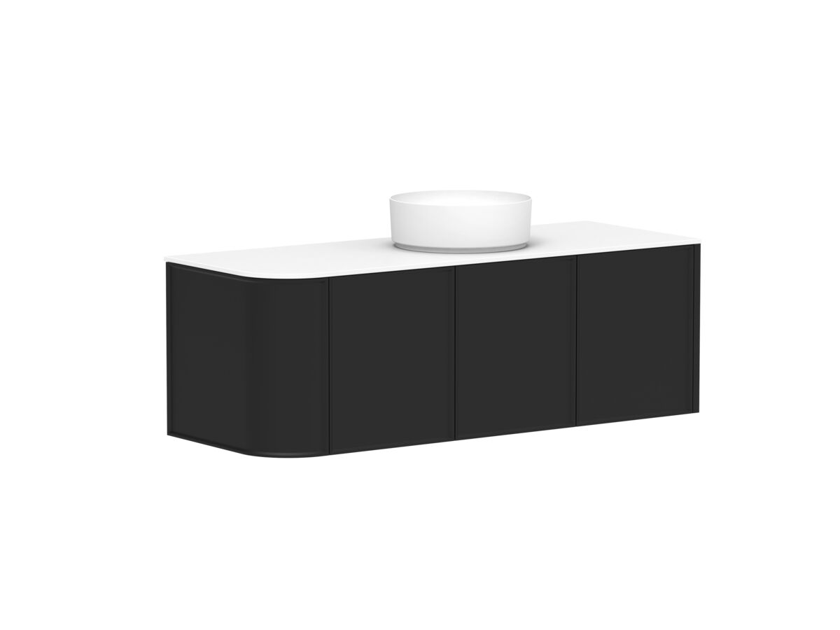 Reece Kado Era Single Curve All Door 1350mm Wall Hung Vanity With Centre Basin 12mm Durasein Top
