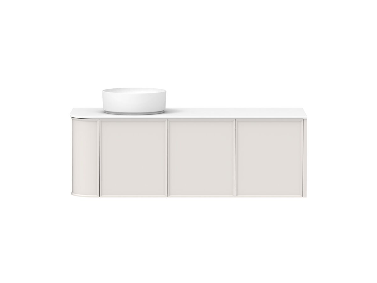 reece Kado Era Single Curve All Door 1350mm Wall Hung Vanity with Left Hand Basin 12mm Durasein Top