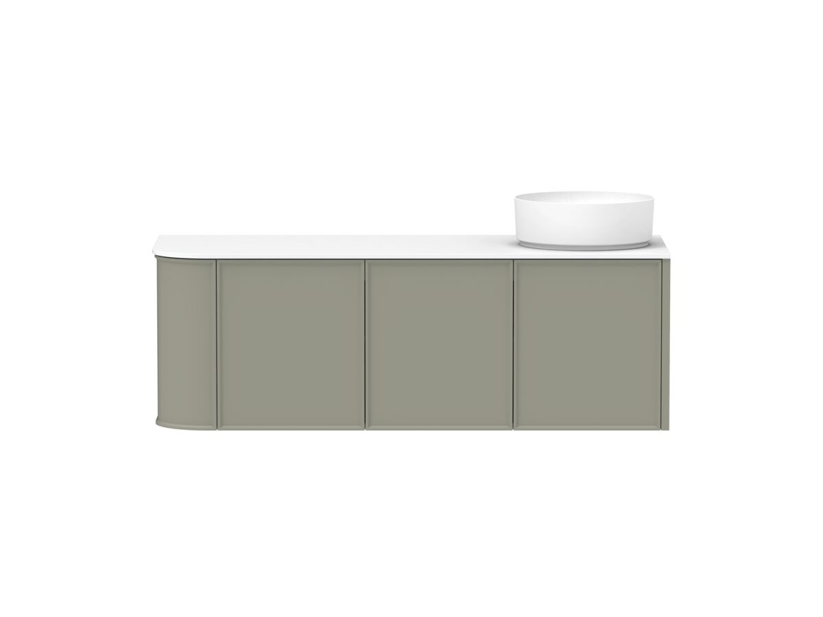 reece Kado Era Single Curve All Door 1350mm Wall Hung Vanity with Right Hand Basin 12mm Durasein Top