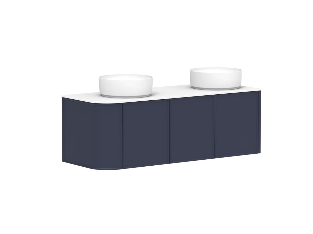 Reece Kado Era Single Curve All Door 1350mm Wall Hung Vanity With Double Basin 12mm Durasein Top