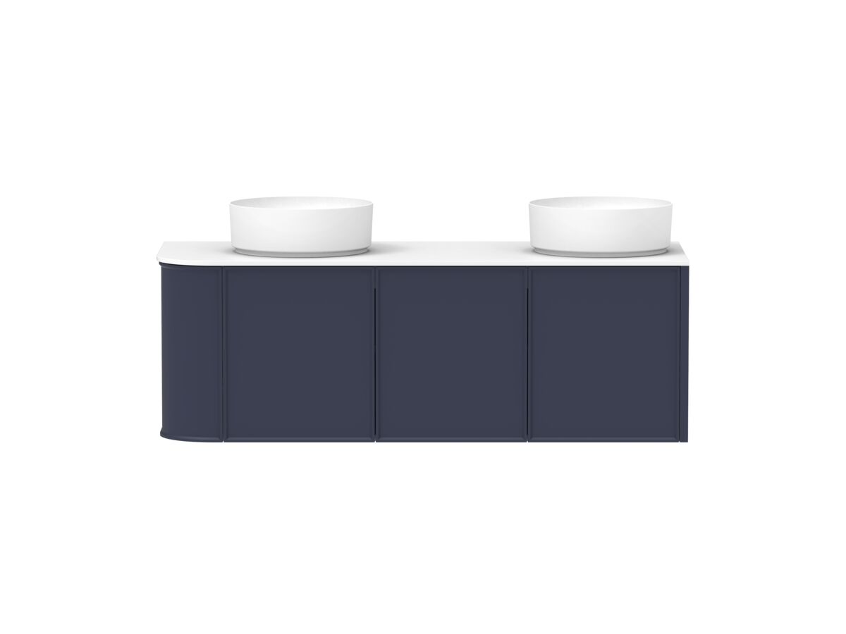 reece Kado Era Single Curve All Door 1350mm Wall Hung Vanity with Double Basin 12mm Durasein Top